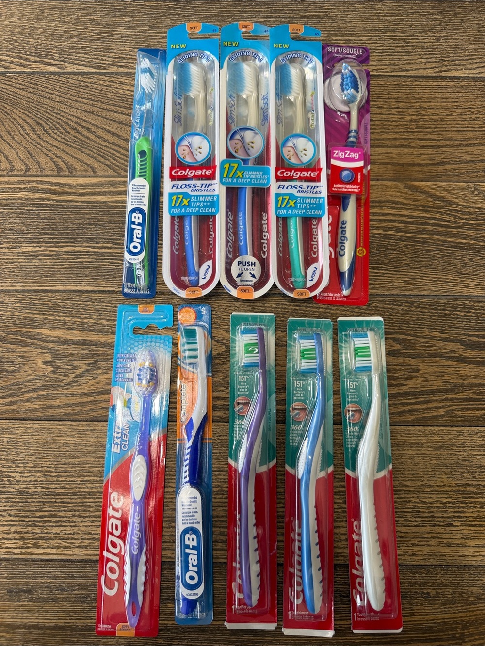 10 Colgate & Oral-B Toothbrush Bundle Soft Bristles Extra Clean Dentist Brush
